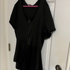 Chic Black Peplum  Women's Blouse